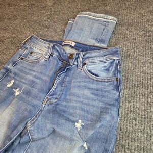 Special A Womens Blue Denim Distressed Skinny Jeans